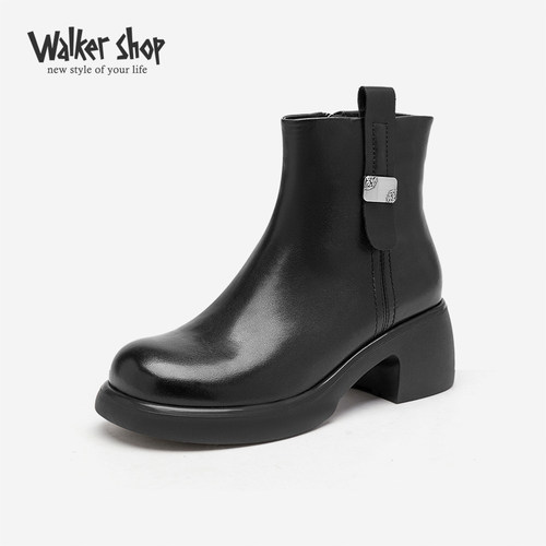 Walkershop小牛皮英伦风短靴