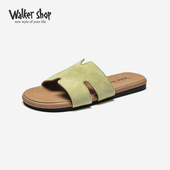 外穿凉拖鞋 Walker 时尚 百搭平底沙滩鞋 Shop一字拖女2025夏季 新款