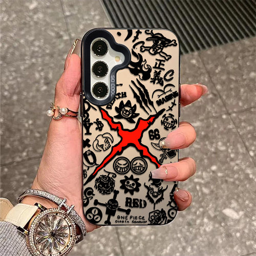 路飞红叉适用三星s30ultra手机壳s30plus新款s24plus海贼王s24炫酷s23FE潮牌s22保护套s21plus镭射s20fe软壳