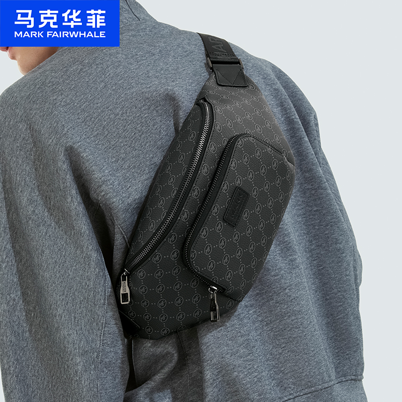 马克华菲斜挎包男士胸包新款潮牌通勤单肩包休闲运动腰包男款背包