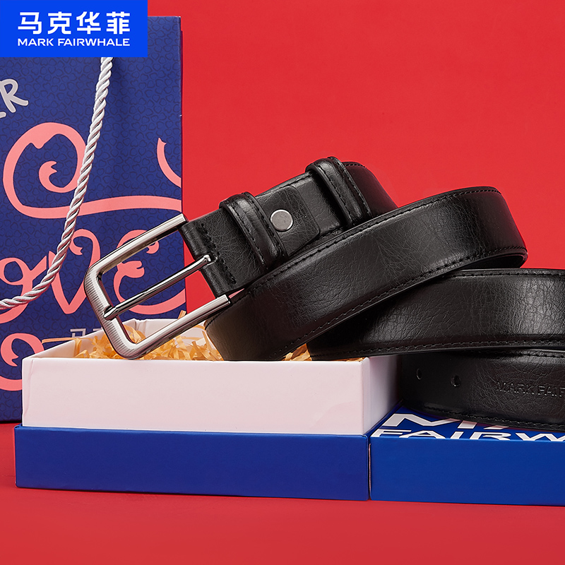 马克华菲针真皮扣款男士腰带