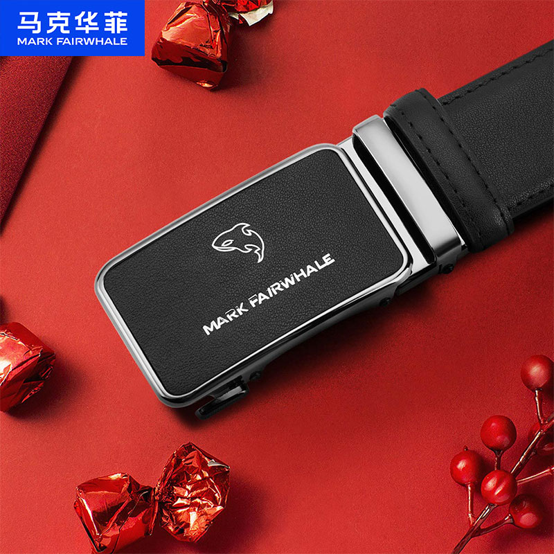 马克华菲自动扣休闲商务牛皮