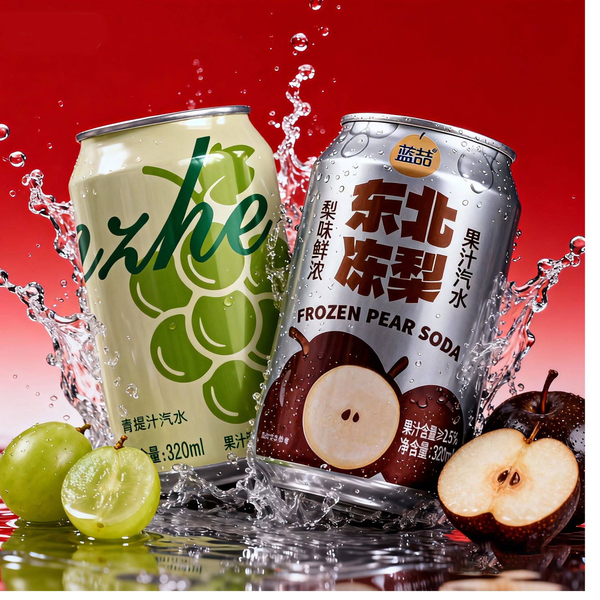 青提汽水+冻梨汽水混合 320ml青提汁碳酸饮料东北冻梨汽水劲爽气