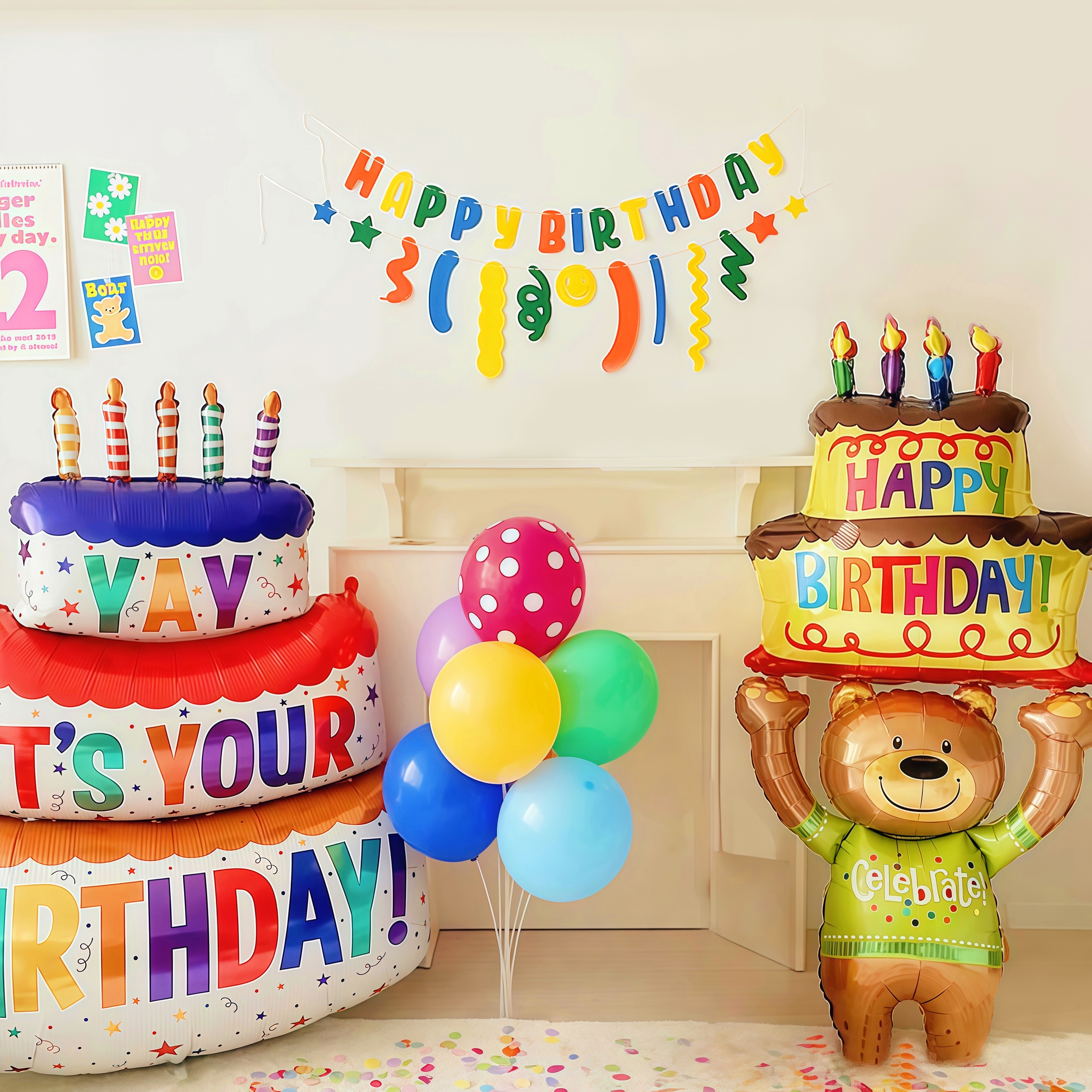 网红气球布置儿童生日蛋糕