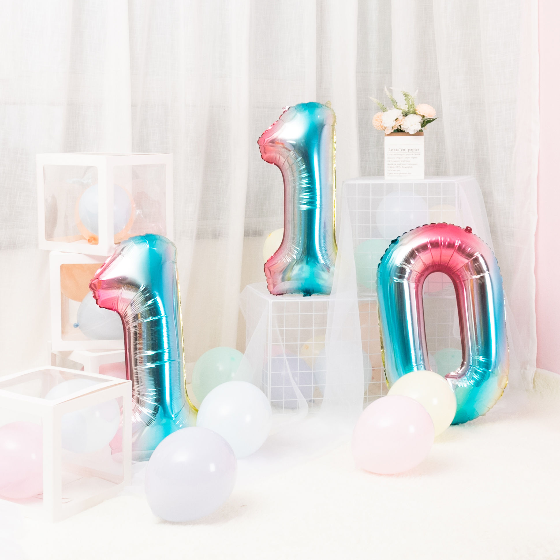 大号32寸彩色渐变数字宝宝气球