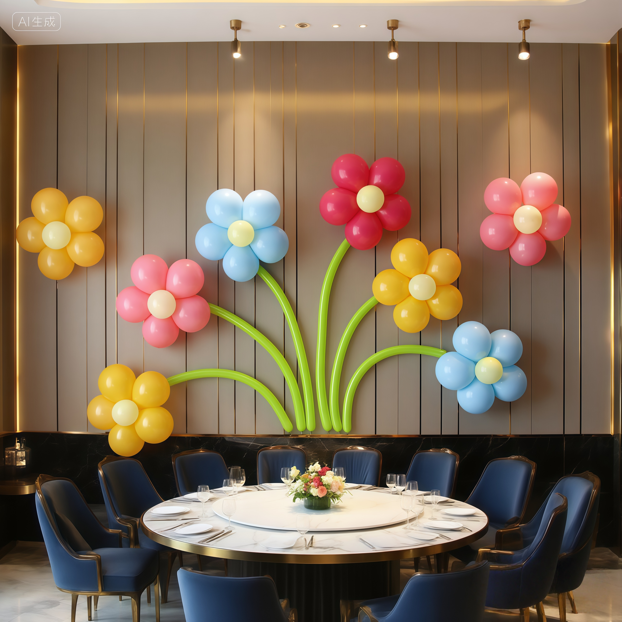 气球花朵雏菊五瓣花儿童生日装饰场景布置酒店包房墙面装扮橱窗