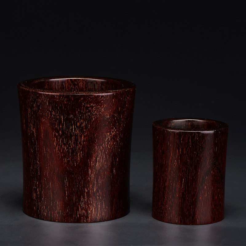 印度小叶紫檀笔筒红木文房用品实木大小笔插办公工艺品教师节礼品