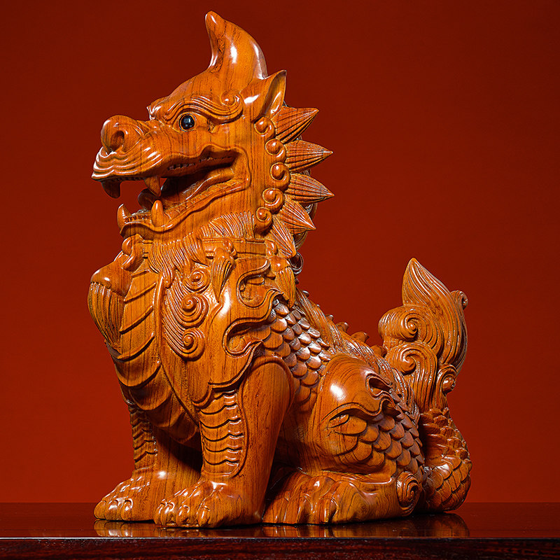 木雕原创獬豸手工摆件正义神兽法律礼品律所律师开业装饰办公室