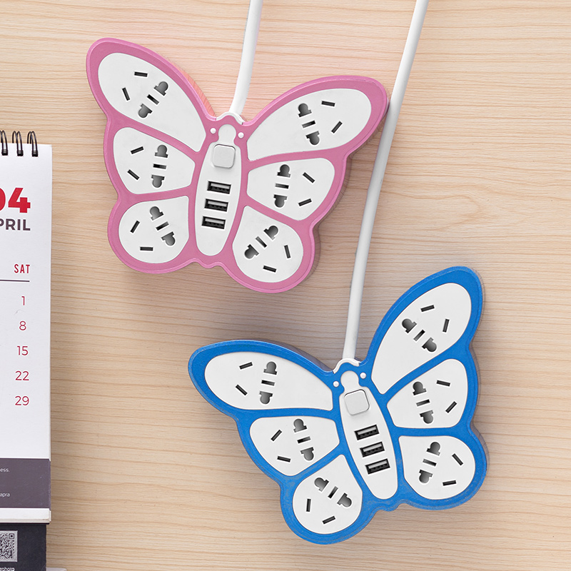 可愛藝術開關爬墻排插線個性創意