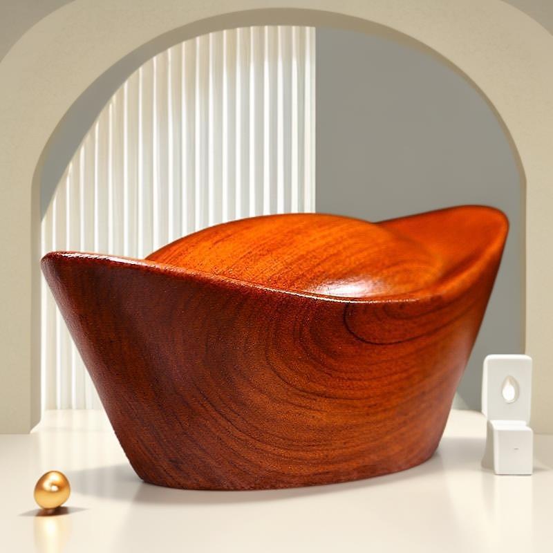 花梨木雕金元宝摆件纯制家居