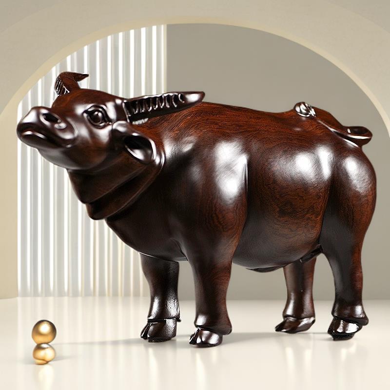 老黄牛摆件家居饰品黑檀木