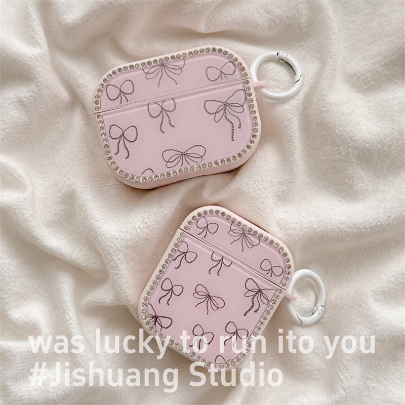 韩系ins粉色水钻蝴蝶结适用airpods4保护套airpodspro3代苹果耳机套二代无线蓝牙保护壳airpod3女款全包软壳