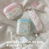 可爱卡通蝴蝶结猫咪适用苹果耳机保护套airpodspro2无线蓝牙耳机壳三代airpod4二代ipod耳机套airpods3保护壳