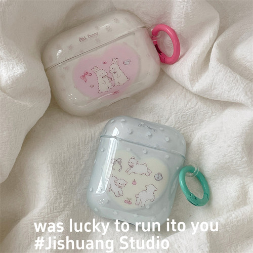 韩系花朵爱心小兔适用苹果耳机保护套airpodspro3无线蓝牙耳机壳四三代airpod4二代ipod耳机套airpods3保护壳