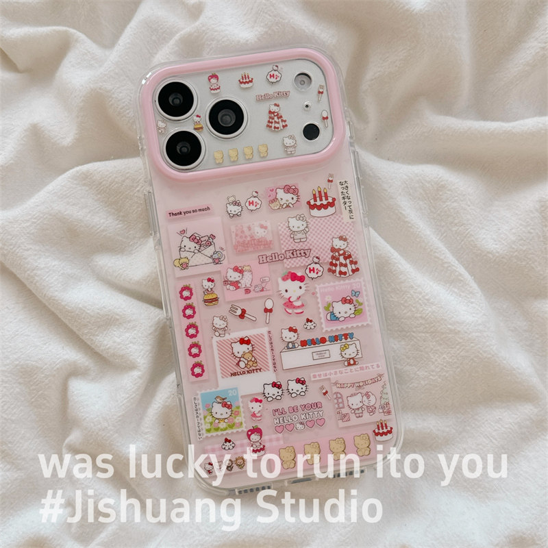 ins韩系粉色满屏kitty贴纸适用iphone17promax苹果16pro手机壳15新款15pro女款可爱少女心双层壳防摔全包硬壳,3C数码配件,手机保护套/壳,淘宝优惠券,粉丝福利购,淘宝优惠卷