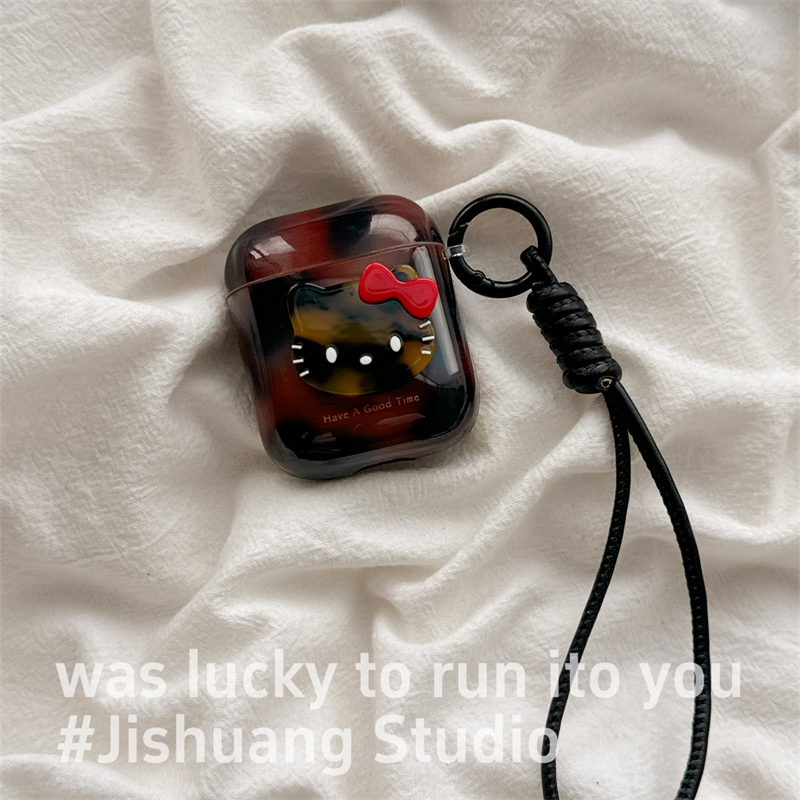 秋冬棕色琥珀立体kitty适用airpods4保护套airpodspro3代苹果耳机套二代无线蓝牙保护壳airpod3女款全包软壳