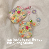 夏季 彩色立体花朵适用苹果耳机保护套airpodspro2无线蓝牙耳机壳三四代airpod4二代ipod耳机套airpods3保护壳