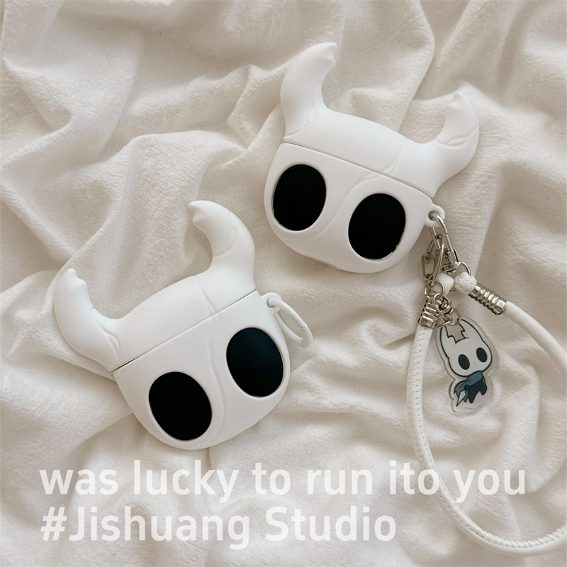 硅胶立体白色空洞骑士挂绳适用airpods4保护套airpodspro3苹果耳机套二代无线蓝牙保护壳airpod3女款全包软壳