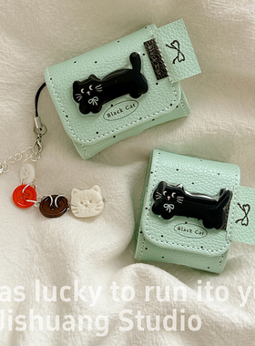 ins薄荷绿波点猫咪适用苹果耳机保护套airpodspro2无线蓝牙耳机壳三代airpods4二代ipod耳机套airpods3耳机包