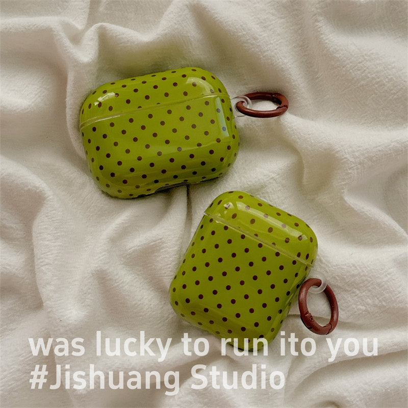 ins风简约绿棕撞色波点适用airpods4保护套airpodspro3代苹果耳机套二代无线蓝牙保护壳airpod3女款全包软壳,3C数码配件,耳机保护套,淘宝优惠券,粉丝福利购,淘宝优惠卷