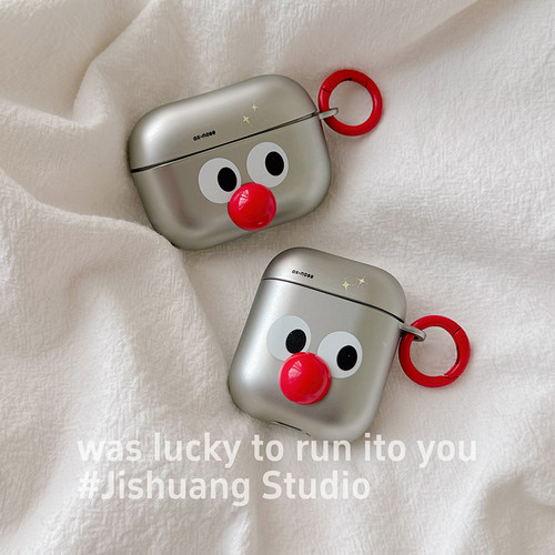 搞怪卡通红鼻子表情适用苹果耳机保护套airpodspro3无线蓝牙耳机壳三代airpod4二代ipod耳机套airpods3保护壳