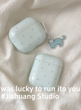 小众ins波点猫咪挂件适用苹果耳机保护套airpodspro3无线蓝牙耳机壳三代airpod4二代ipod耳机套airpod3保护壳