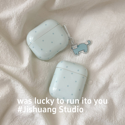 小众ins波点猫咪挂件适用苹果耳机保护套airpodspro3无线蓝牙耳机壳三代airpod4二代ipod耳机套airpod3保护壳