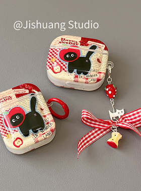 日韩黑色猫咪苹果挂件适用苹果耳机保护套airpodspro2无线蓝牙耳机壳三代airpod二代ipod耳机套airpods3硅胶