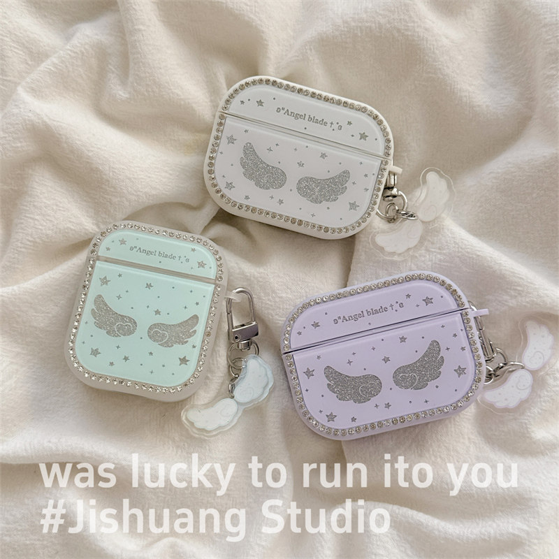 ins简约水钻翅膀带挂饰适用airpods4保护套airpodspro3代苹果耳机套二代无线蓝牙保护壳airpod3女款全包软壳
