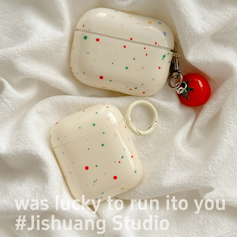 ins简约彩色波点适用苹果耳机保护套airpods4无线蓝牙耳机壳pro1/2代airpodpro3代ipod耳机盒airpods3保护壳