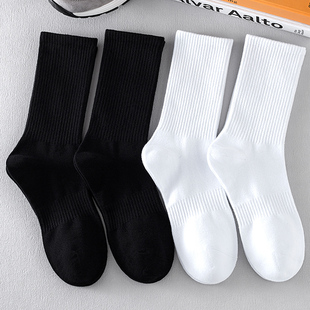 袜子男士百搭中筒袜春秋款防臭黑白色篮球运动夏季薄款情侣长袜女
