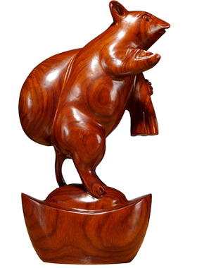 实木雕刻动物家居客厅老鼠摆件