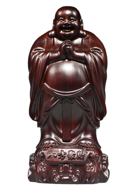 木雕弥勒佛摆件客厅祝福玄关木质