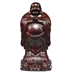 黑檀木雕弥勒佛像摆件实木质雕刻客厅玄关装饰笑佛家居红木工艺品