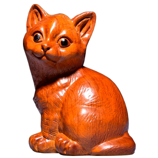 花梨木雕猫摆件动物木猫红木家居客厅新居装饰工艺品店铺开业送礼