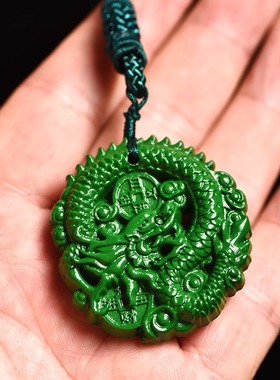 绿色桃木实木飞龙吊坠挂件木头十二生肖木质龙吉祥物装饰工艺品品