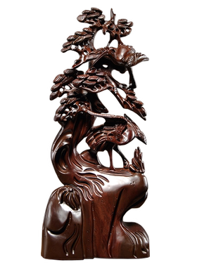 松鹤延年根雕家居客厅贺寿工艺品