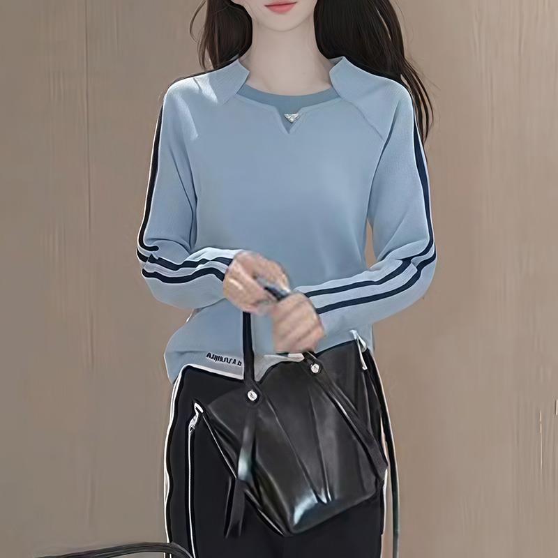JOYIASS高级设计感撞色条纹长袖T恤女2025秋季新款气质甜美外穿百图片