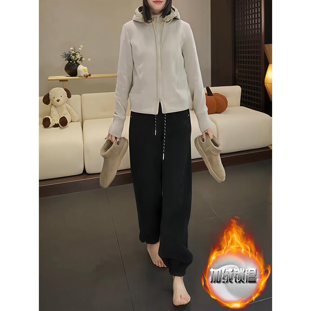JOYIASS秋冬季新款两件套气质减龄卫衣阔腿裤子休闲运动加绒加厚