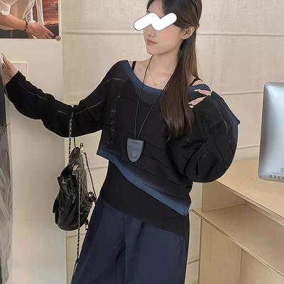 JOYIASS早秋超好看单穿上衣女显瘦温柔设计感长袖针织衫