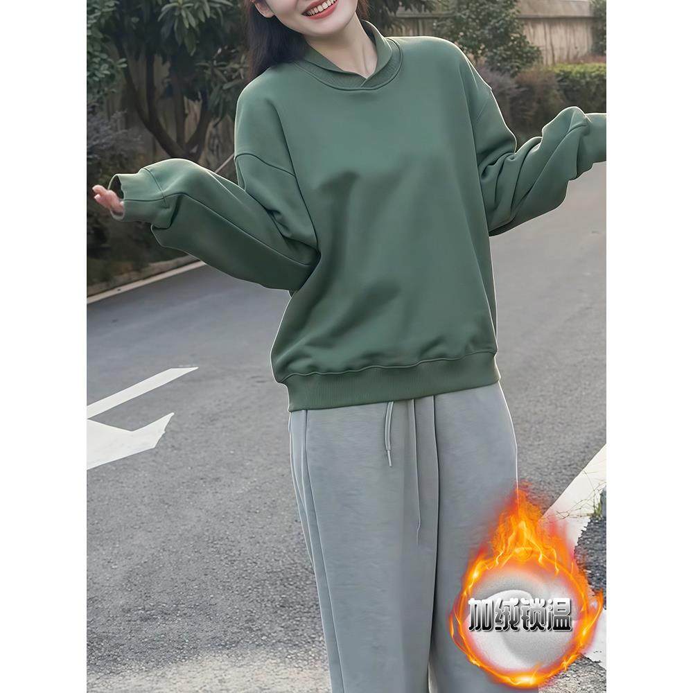 JOYIASS高级感加绒运动卫衣套装女款秋冬新款时髦炸街网红休闲裤
