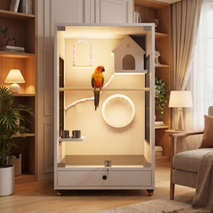 大号鸟笼鹦鹉别墅全景豪华实木生态柜灰机金刚玄凤和尚DIY站架杆