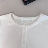 圆领半开襟罗纹显瘦针织长袖 ins风 多多还是多多