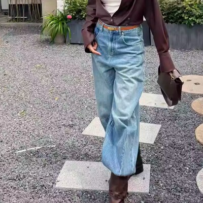 【多多还是多多】复古加长高腰宽松显瘦弯刀香蕉牛仔裤XY-26-150