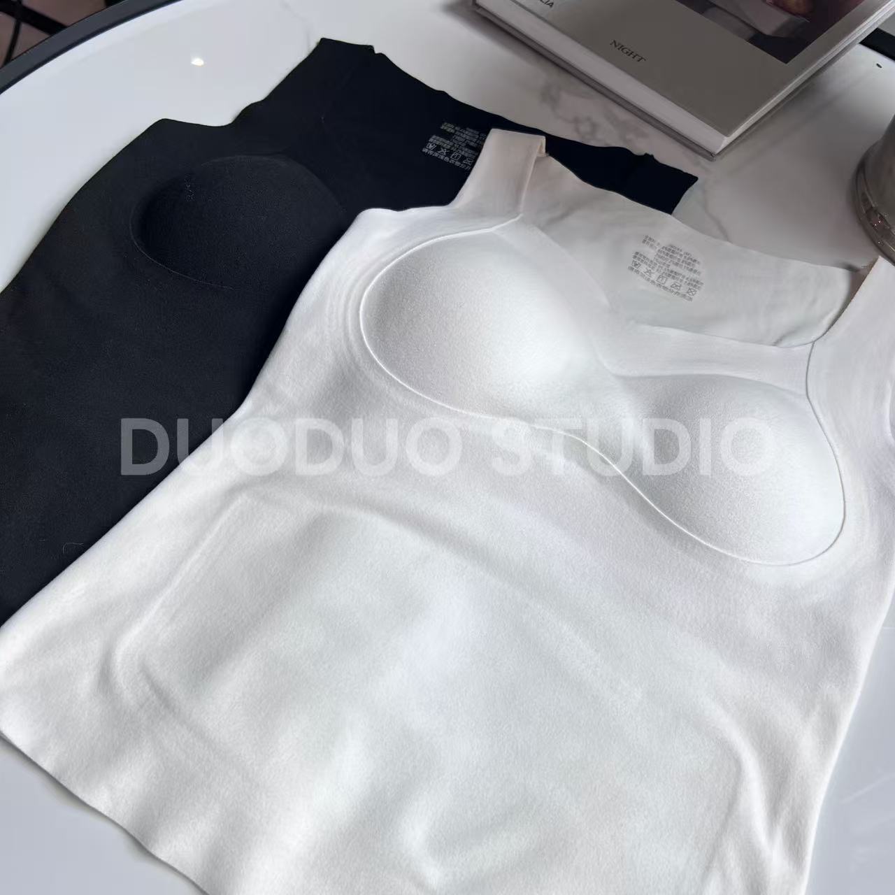 【多多还是多多】羊绒蚕丝保暖背心女带胸垫腹部锁温贴片护宫暖腹