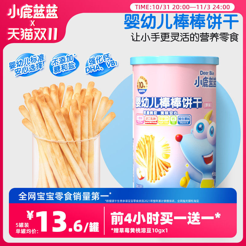 【小鹿蓝蓝_婴幼儿棒棒饼干】炭烧棒磨牙饼干送一岁宝宝辅食食谱属于什么档次？
