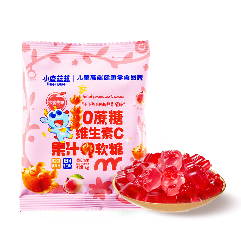 【会员首单派样】小鹿蓝蓝0蔗糖维生素C果汁软糖 水蜜桃味20g