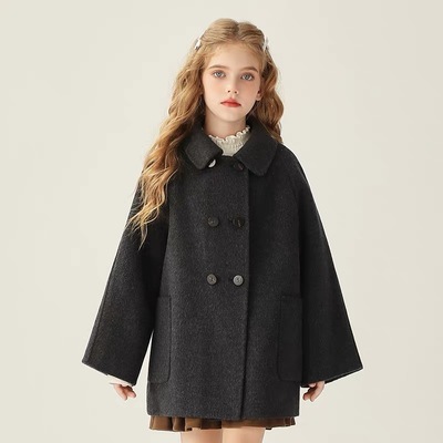 OPCP女童双面羊绒大衣2025秋冬新款儿童呢子外套全羊毛男童中长款