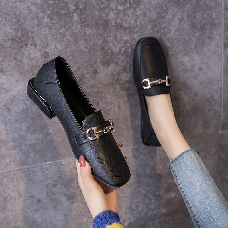 Large size shoes 41 One 43 Chubby sister mm40 spring and autumn Versatile Low-heel leather shoes Square Add fertilizer Single shoes 42in the Women's Shoes, Low shoes  category - from Buy2taobao.com to provide professional Taobao agent buy service
