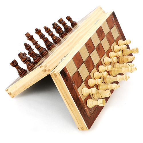 厂家直销 国际象棋木质 可折叠磁性原木环保漆做工彩盒装送两后
